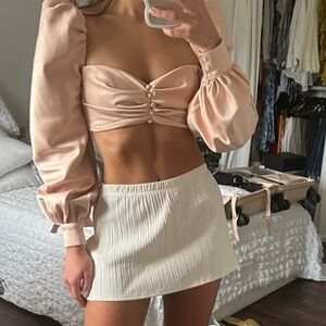 House Of CB Satin Blush Puff Sleeve Top